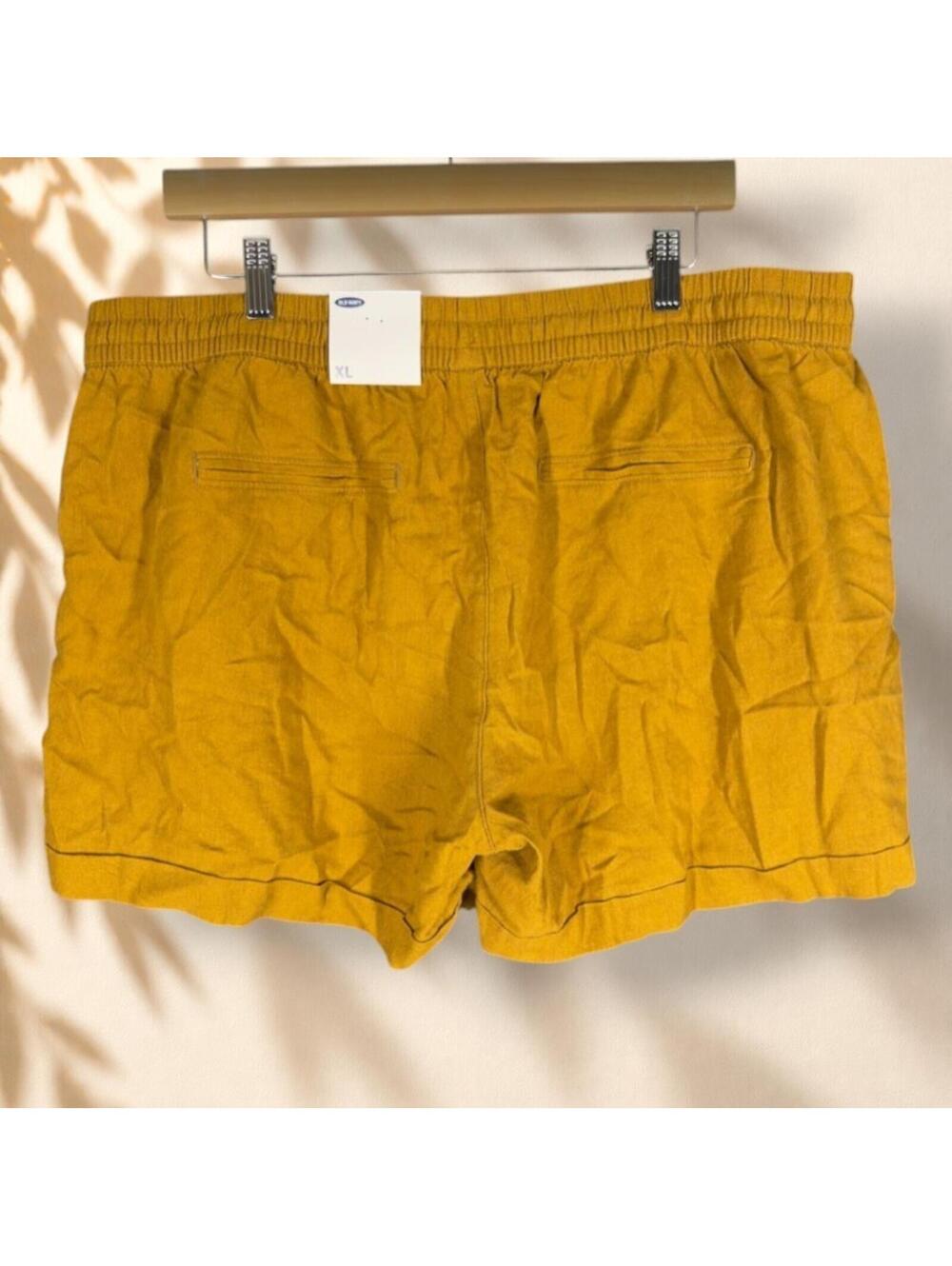 New Old Navy Shorts Women XL Orange Drawstring Hot Pants Linen Pockets Casual - Picture 2 of 8